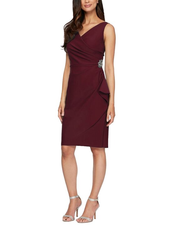 Alex Evenings Dresses & Skirts - 🆕ALEX EVENINGS Side Ruched Compression Cocktail Dress Wine Burgundy 18